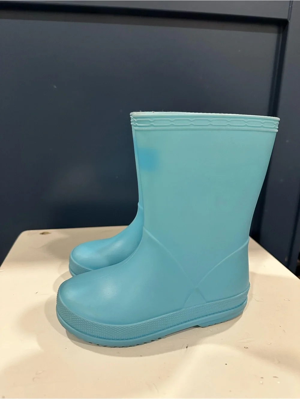 Kids Aqua Blue Waterproof Rain Boots - Easy Pull-On
